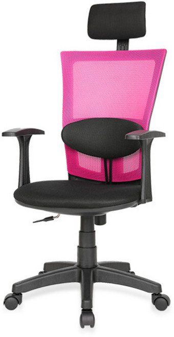 체어포커스 쿨링백 C4 대요추 헤더형 메쉬의자, 핑크