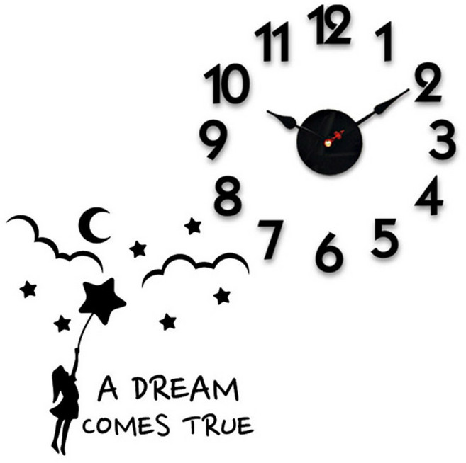 홈코코 압축스펀지 블랙숫자 DIY 벽시계 + 포인트스티커, 꿈은이루어진다