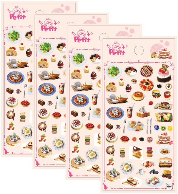 쁘띠팬시 Brunch time 스티커, da5340, 4개