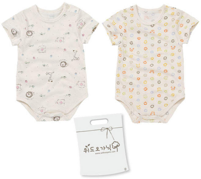 위드오가닉 신생아용 여름 기획바디수트 2종 세트 + 쇼핑백