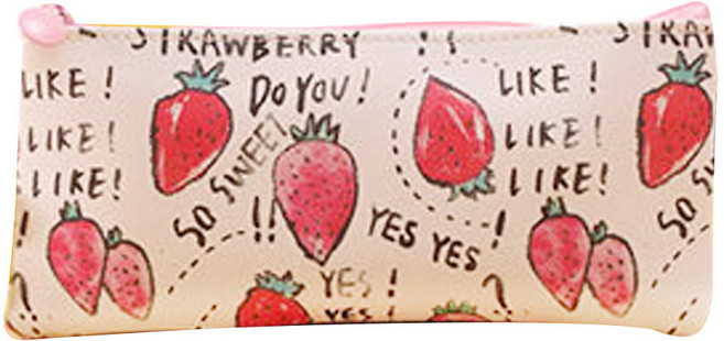 필립로지스틱 과일 패턴 캔버스 필통, 딸기, 1개