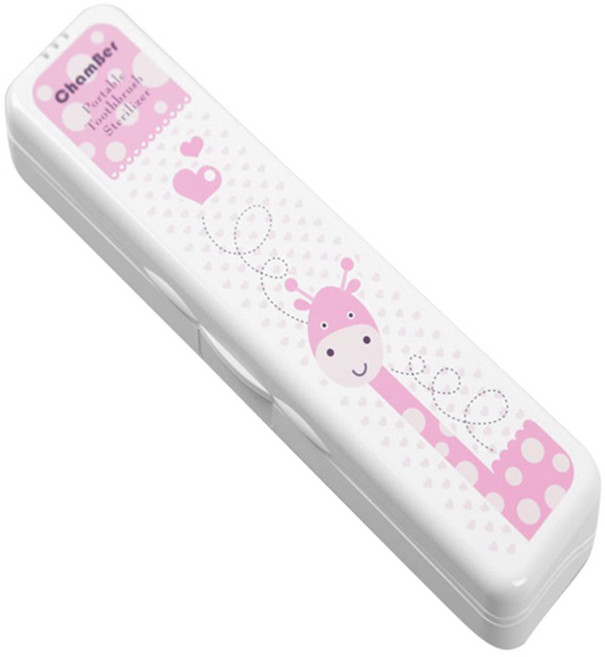 크림챔버 러블리 배터리형 휴대용 칫솔 살균기, DK-901, 기린커플(핑크)