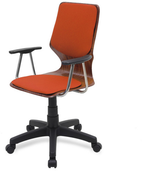 체어포커스 하이팩 팔걸이형 회전의자 CF-606B 대 인조가죽, 오렌지