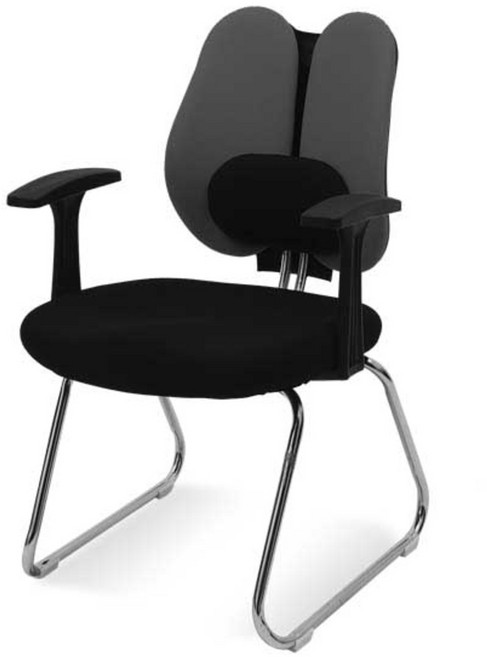 체어포커스 스쿨 ACW-FM 요추형 팔걸이 듀얼 고정의자 패브릭, 블랙