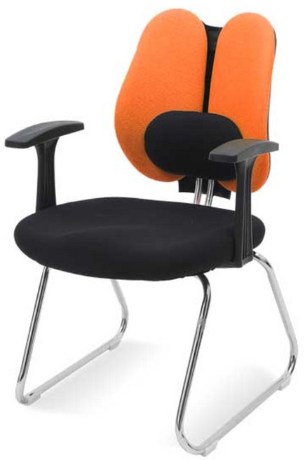 체어포커스 스쿨 ACW-FM 요추형 팔걸이 듀얼 고정의자 인조가죽, 상큼오렌지