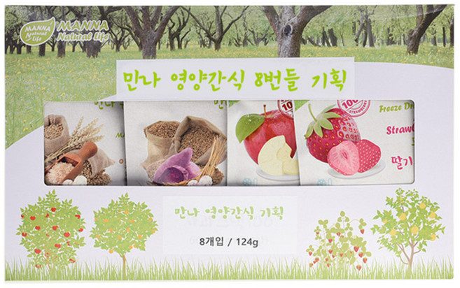 만나내츄럴라이프 영양간식 혼합스낵 8봉 세트, 1세트, 124g
