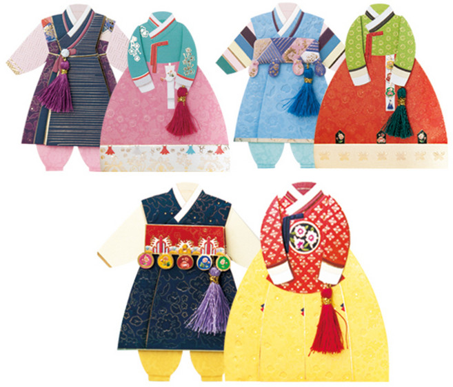 프롬앤투 아동한복 6종 카드 세트 ft304, 혼합색상, 1세트