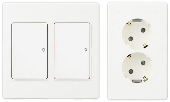 진흥전기 V시리즈 중2구 스위치 + 2구 콘센트 세트, 1세트