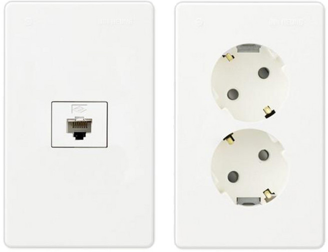 진흥전기 V시리즈 모듈라 8p 1구 소 + 2구 콘센트, 1세트