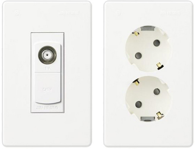 진흥전기 V시리즈 CATV 1방 + 2구 콘센트, 1세트