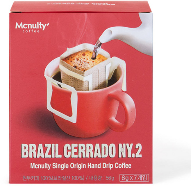 맥널티커피 브라질 세라도 NY2 핸드드립 원두커피, 8g, 7개입, 1개
