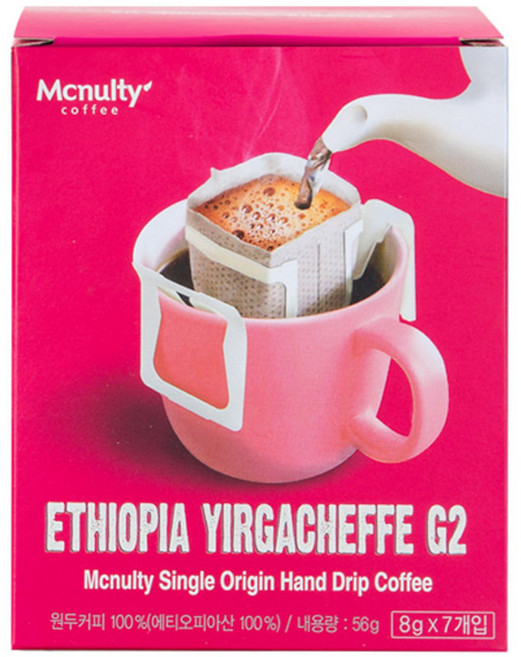 맥널티커피 에티오피아 예가체프 G2 핸드드립 원두, 8g, 7개입, 1개