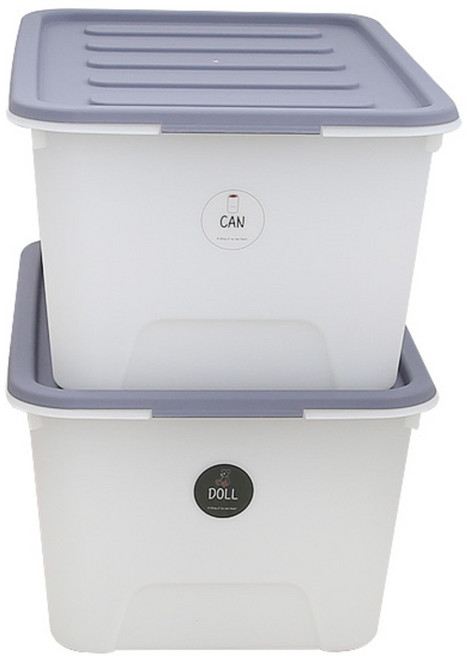 가쯔 멀티블럭 리빙박스, 그레이, 56L, 2개