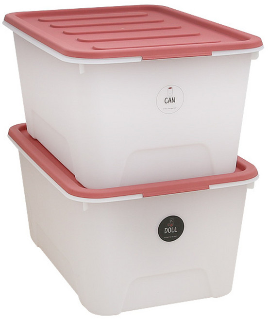 가쯔 멀티블럭 리빙박스, 레드, 56L, 2개