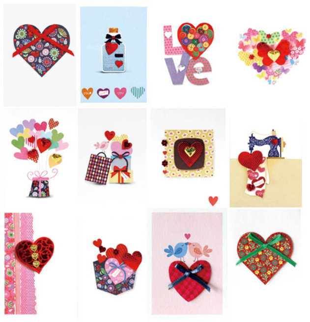 프롬앤투 하트 카드 12종 세트, 혼합색상, 1세트