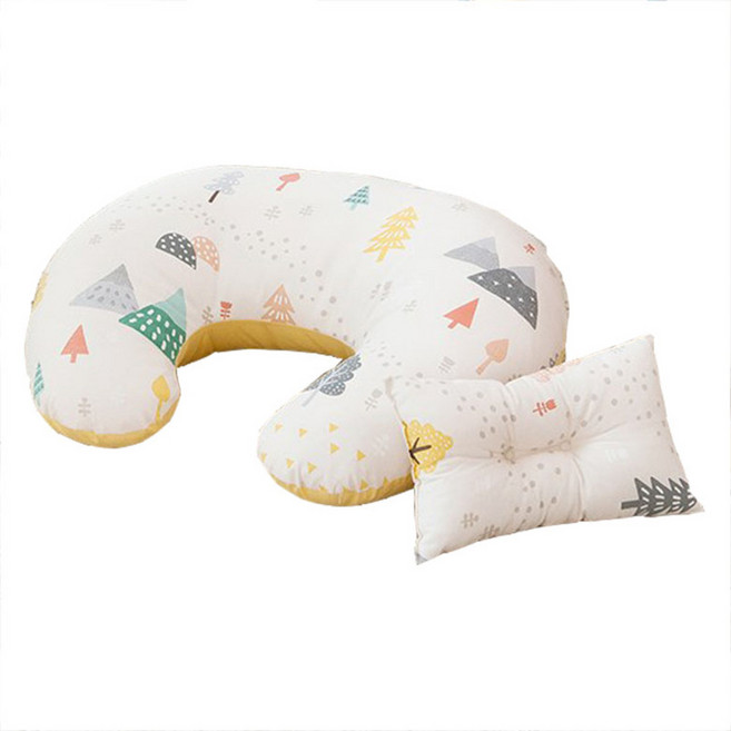 쁘리엘르 순면 수유쿠션커버 + 쿠션솜 + 베개 세트, 트리 (옐로우)