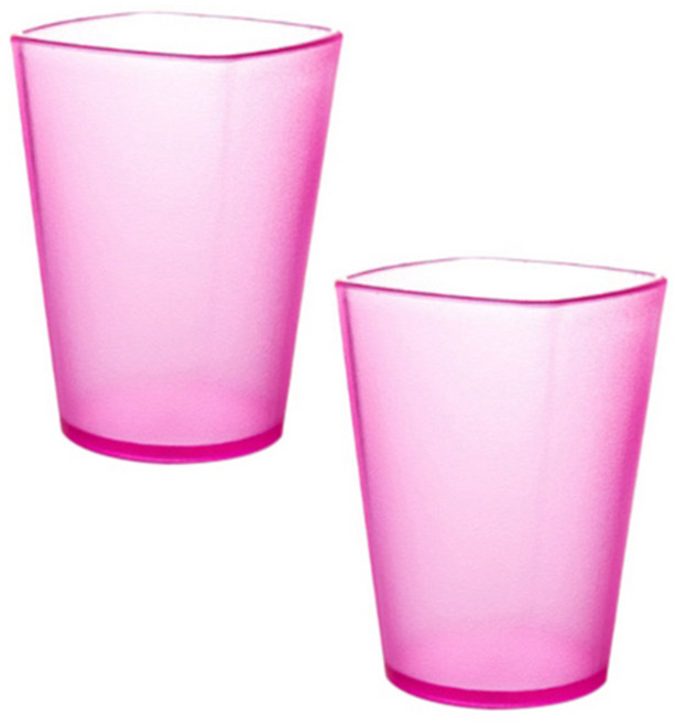 더자카 사각플라스틱 칫솔 꽂이 2종 세트, 핑크-Y217LBBT023, 1세트