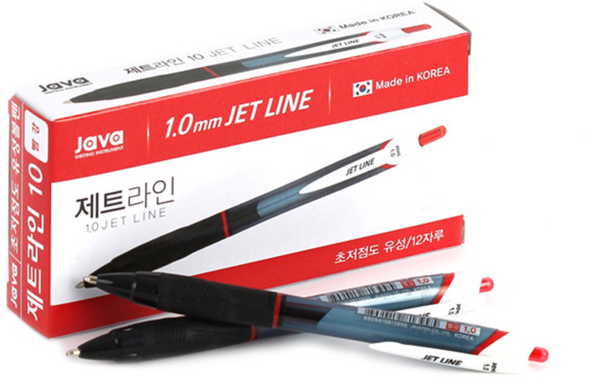 자바펜 제트라인 볼펜 1.0mm, 빨강, 1박스