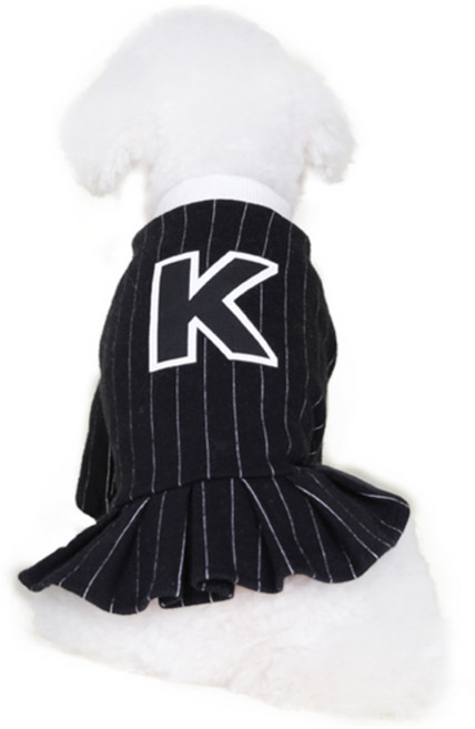 윙키뉴욕 베이스볼 원피스 강아지옷, BLACK, 1개