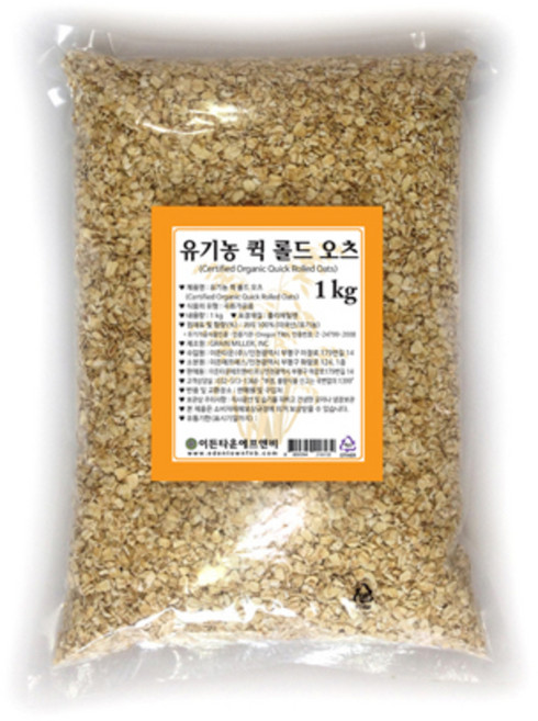 그레인밀러 유기농 퀵 롤드 오츠 곡류, 1개, 1kg