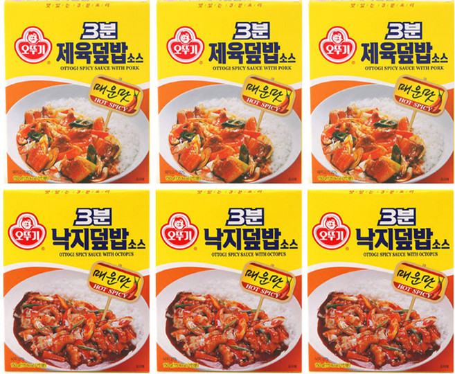 오뚜기 3분 제육덮밥 소스 150g x 3p + 3분 낙지덮밥 소스 150g x 3p, 1세트