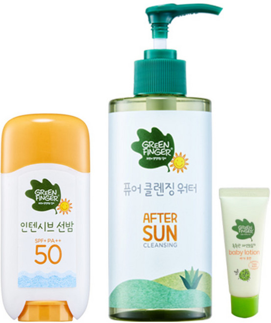 그린핑거 인텐시브 썬 밤 15g + 퓨어 클렌징 워터 300ml + 여행용 20ml 랜덤 발송, 1세트
