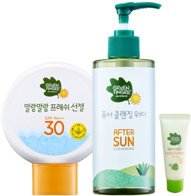 그린핑거 프레쉬 썬 젤 80ml + 퓨어 클렌징 워터 300ml + 여행용 20ml 랜덤 발송, 1세트