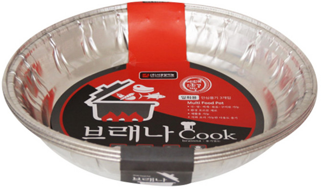 브래나쿡 일회용 원형 직화냄비 29.5cm 1000ml 3p, 1개