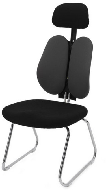 체어포커스 스쿨 BW-FZ 팔무 헤더형 고정의자 패브릭, 블랙