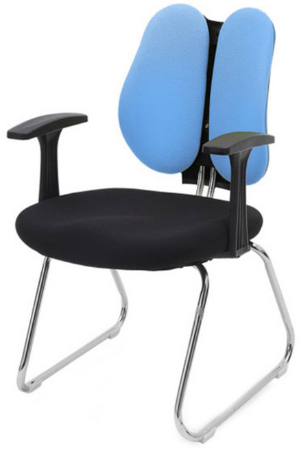 체어포커스 스쿨 AW-FM 팔걸이 고정의자 인조가죽, 블루