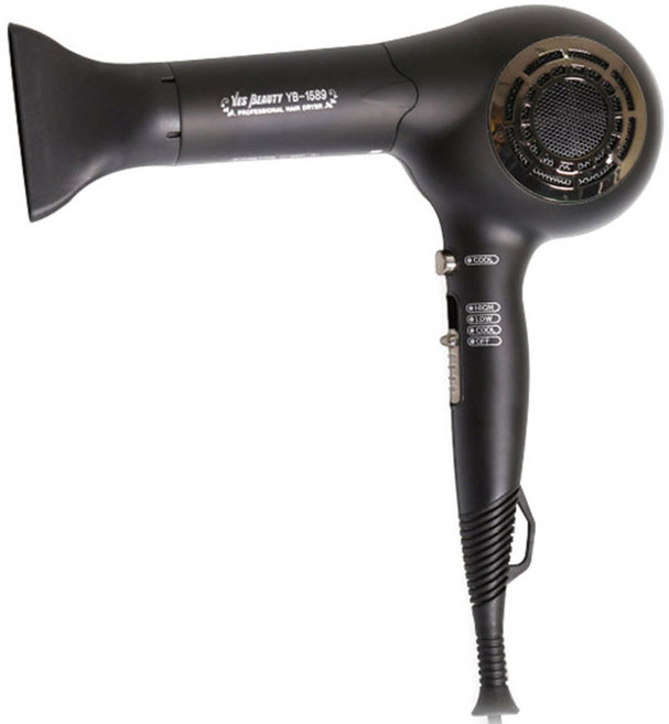 예스뷰티 전문가용 고성능 헤어드라이기 1500W, YB-1589, 블랙