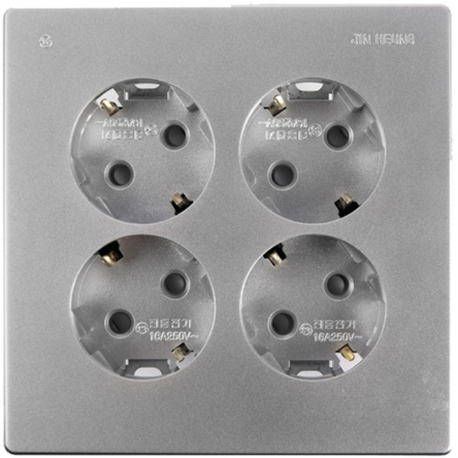 진흥전기 V시리즈 실버 4구 콘센트, 1개