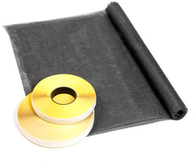 바자 화이바글라스 접착식 방충망 시트 회색 + 벨크로 테이프, 1세트