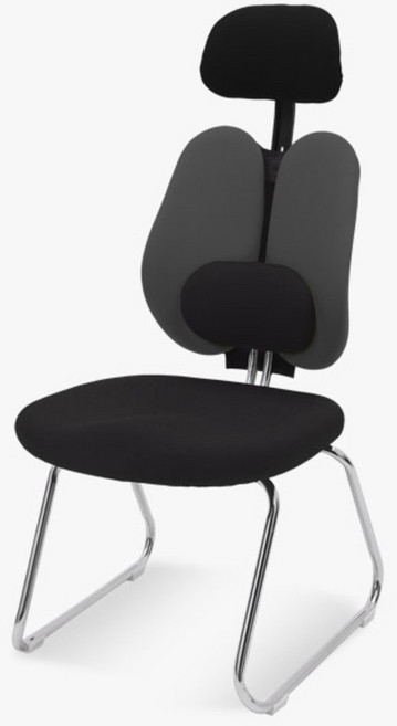 체어포커스 스쿨 듀얼 요추 헤더형 패브릭 의자 CW-FZ, 블랙