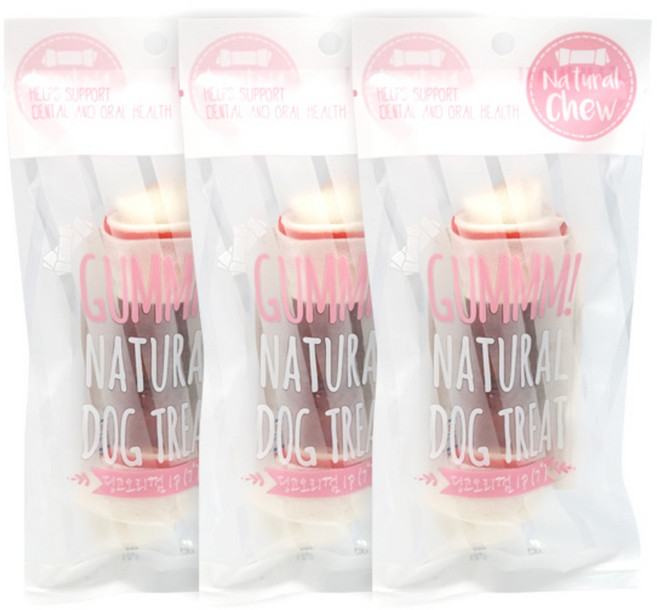 GUMMM 7인치 애견가죽껌, 오리껌맛, 85g, 3개