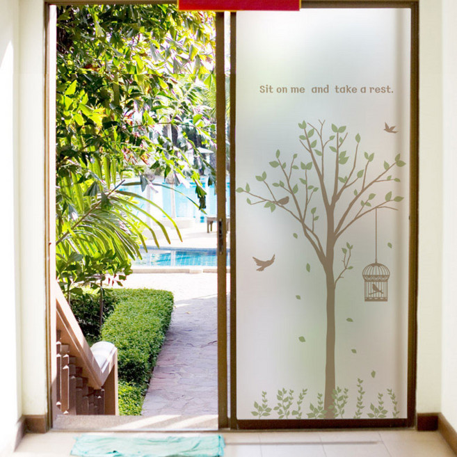 꾸밈 무점착 글라스시트지 쉬어가고 싶은 나무, 혼합색상, 100 x 210 cm