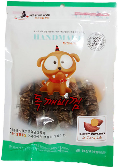 독깨비껌 강아지 수제간식 6p, 고구마 + 오리 혼합맛, 1개