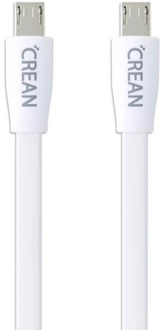 크레앙 마이크로 USB 플랫 5핀 케이블 CRE5PFT-1MWT-3P, 화이트, 2개, 1m