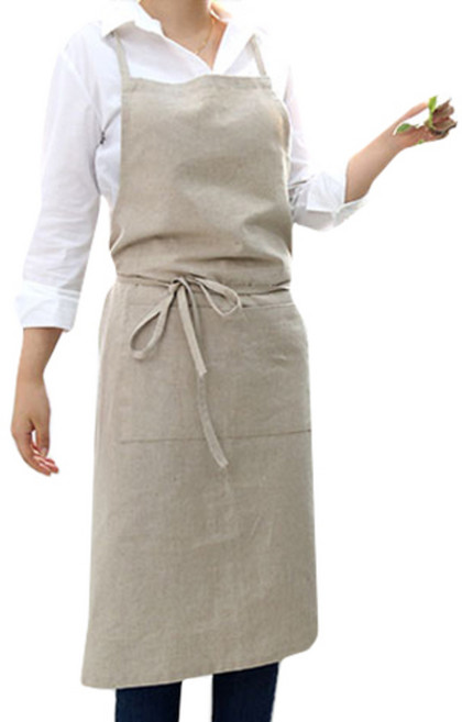 까사베르데 솔리드컬러 앞치마, 오트밀린넨, 1개