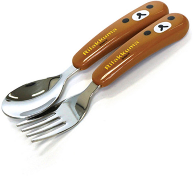 리락쿠마 유아스푼포크세트, 브라운, 숟가락 + 포크, 1세트