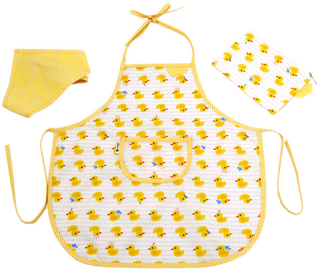세맘스 아동용 방수 앞치마 두건 파우치 3종 세트