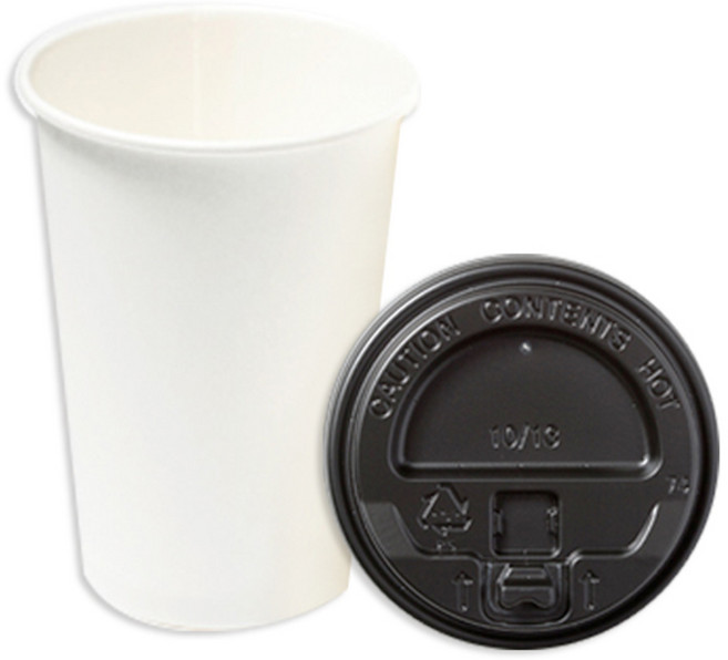 더빈썸 무지 종이컵 300ml + 개폐 뚜껑 블랙, 100개입, 1세트