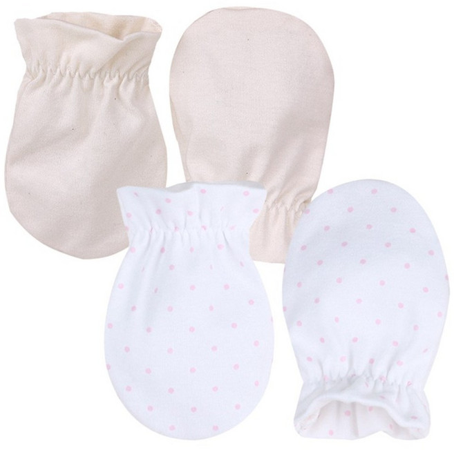 오가닉붐 네츄럴 + 핑크 도뜨 손싸개 세트 사계절