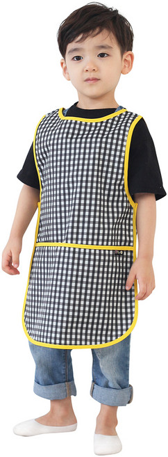 플리에 남아용 민소매 앞치마 + 지퍼백 세트 체크