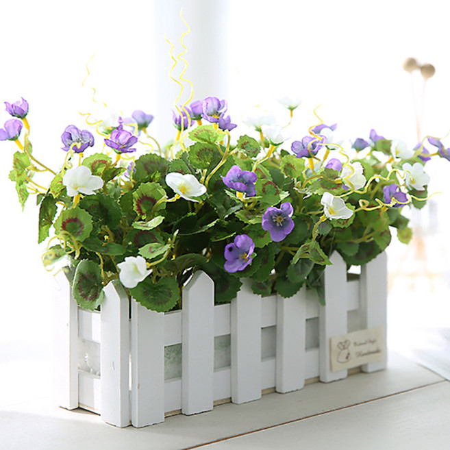 Happy Village 常春藤籬笆人造花盆栽, 1個, 紫色