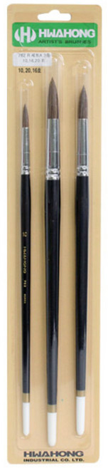 화홍 산업 782 수채화붓 세트A 3종, 10호, 16호, 20호, 1세트