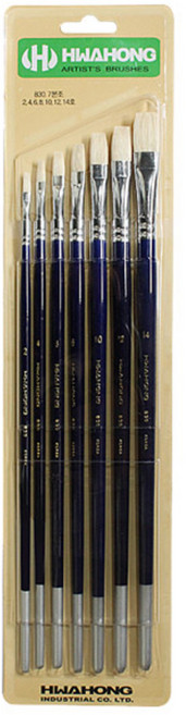 화홍산업 830 유화 아크릴 겸용붓 세트 7종, 2호, 4호, 6호, 8호, 10호, 12호, 14호, 1세트