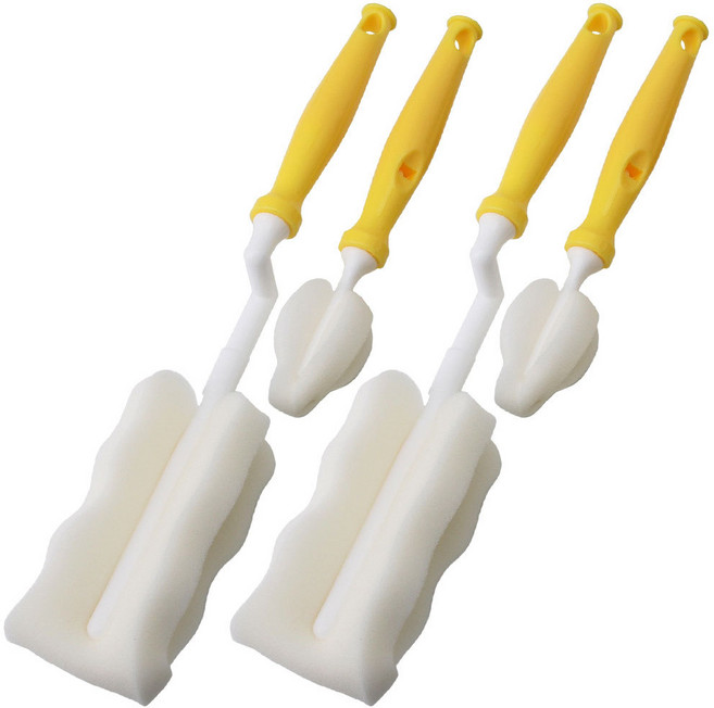 베이비베어 국내 제조 젖병솔 2p + 젖꼭지솔 2p, 1세트, 옐로우