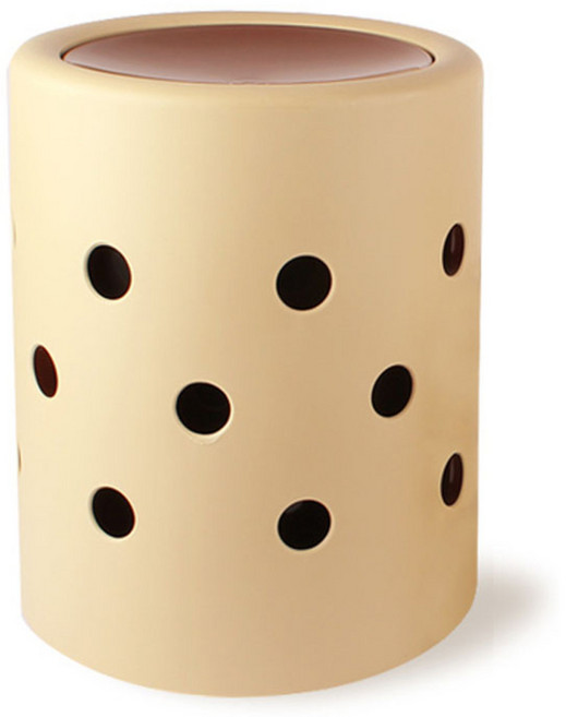 선우랜드 인테리어 도트 휴지통 10L, 베이지, 1개