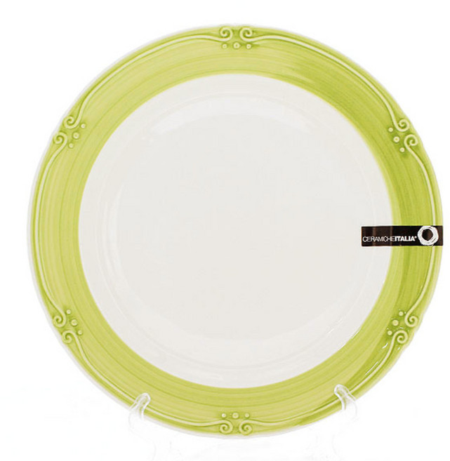 세라미체 이탈리아 원형 비에트리 접시, 그린, 1개